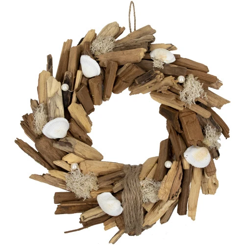 Northlight Natural Driftwood And Seashell Artificial Wreath - 14" 3 Northlight Natural Driftwood And Seashell Artificial Wreath - 14"