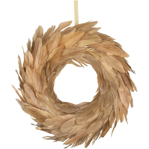 Artificial Feather Wreath - 14" - Gold 3 Artificial Feather Wreath - 14" - Gold