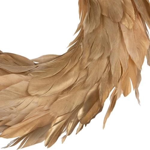 Artificial Feather Wreath - 14" - Gold 5 Artificial Feather Wreath - 14" - Gold - Image 3
