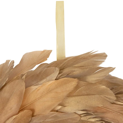 Artificial Feather Wreath - 14" - Gold 6 Artificial Feather Wreath - 14" - Gold - Image 4