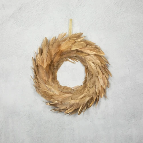 Artificial Feather Wreath - 14" - Gold 9 Artificial Feather Wreath - 14" - Gold - Image 7