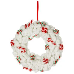 Northlight Plush Peppermint And Candy Canes Christmas Wreath Decoration - 13" - Unlit
