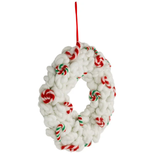 Northlight Plush Peppermint And Candy Canes Christmas Wreath Decoration - 13" - Unlit 5 Northlight Plush Peppermint And Candy Canes Christmas Wreath Decoration - 13" - Unlit - Image 3