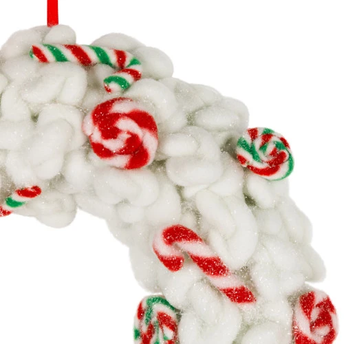 Northlight Plush Peppermint And Candy Canes Christmas Wreath Decoration - 13" - Unlit 6 Northlight Plush Peppermint And Candy Canes Christmas Wreath Decoration - 13" - Unlit - Image 4