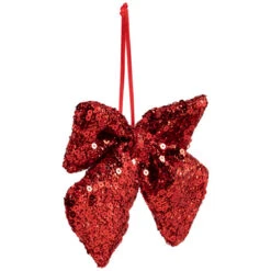 Northlight Shimmering Sequin Bow Christmas Hanging Ornament - 6" - Red -Christmas Decor Sale northlight sh96069 02 76236.1727144673