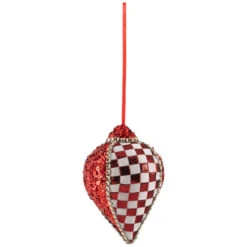 Northlight Sequined And Checkered Teardrop Christmas Ornaments - 4.75" - Red - Set Of 2 -Christmas Decor Sale northlight sh96075 01 39881.1727144671