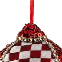 Northlight Sequined And Checkered Teardrop Christmas Ornaments - 4.75" - Red - Set Of 2 -Christmas Decor Sale northlight sh96075 04 42788.1727144671