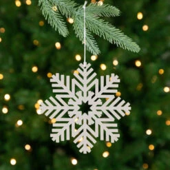 Northlight Snowflake Shaped Cut-Out Wooden Christmas Ornaments - 4.75" - White - Set Of 4