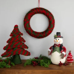 Northlight Twisted Yarn Plush Christmas Wreath - 13.5" - Unlit -Christmas Decor Sale northlight sh960942c20sh96095 styled 01 07500.1720742954