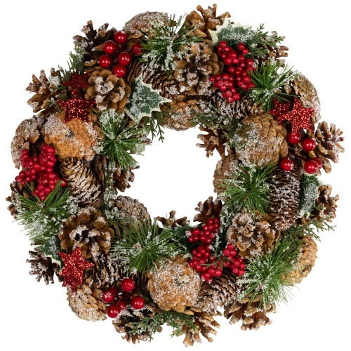 Northlight Flocked Pinecones And Glittered Stars Christmas Wreath - 13.25" - Unlit 3 Northlight Flocked Pinecones And Glittered Stars Christmas Wreath - 13.25" - Unlit
