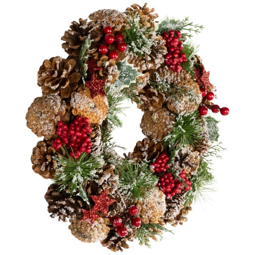 Northlight Flocked Pinecones And Glittered Stars Christmas Wreath - 13.25" - Unlit 5 Northlight Flocked Pinecones And Glittered Stars Christmas Wreath - 13.25" - Unlit - Image 3