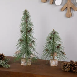 Northlight Frosted Bottle Brush Tree On Wooden Base Christmas Decoration - 13" -Christmas Decor Sale northlight sh961142c20sh96115 styled 01 39651.1720742956