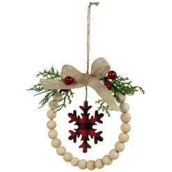 Northlight Buffalo Plaid Snowflake Wooden Beads Christmas Wreath Ornament - 7" -Christmas Decor Sale northlight sh96116 02 44395.1721695499