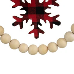 Northlight Buffalo Plaid Snowflake Wooden Beads Christmas Wreath Ornament - 7" -Christmas Decor Sale northlight sh96116 04 21798.1721695499