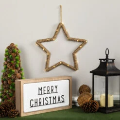 Northlight Lighted Jute Wrapped Star Silhouette Christmas Hanging Decoration - 11.5" -Christmas Decor Sale northlight sh96120 styled 01 83519.1723165685