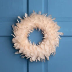 Northlight Glittered Feathers Christmas Wreath - 14.5" - Unlit - Peach -Christmas Decor Sale northlight sh96132 styled 01 1 08055.1727404100