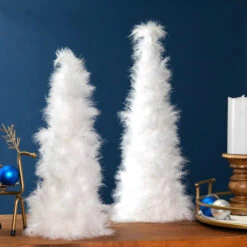 Northlight Layered Wispy Feather Cone Tree Christmas Decoration - 16" - Winter White -Christmas Decor Sale northlight sh96149 sh96146 styled 81738.1727404101