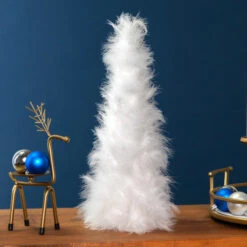 Northlight Layered Wispy Feather Cone Tree Christmas Decoration - 16" - Winter White