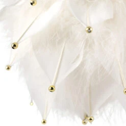 Northlight Feathers With Bead Accents Christmas Ball Ornament - 5" - White -Christmas Decor Sale northlight sh96154 04 26522.1727144668
