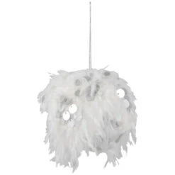 Northlight Feather Ball With Large Sequins Christmas Ornaments - 3.5" - White - Set Of 4 -Christmas Decor Sale northlight sh96188 04 48934.1726798608