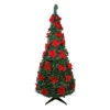 Northlight 6' Pre-Lit Slim Pre-Decorated Poinsettia Pop-Up Artificial Christmas Tree