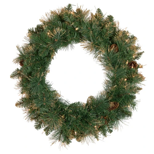 Northlight Pre-Lit Yorkshire Pine Artificial Christmas Wreath, 24-Inch, Clear Lights 3 Northlight Pre-Lit Yorkshire Pine Artificial Christmas Wreath, 24-Inch, Clear Lights