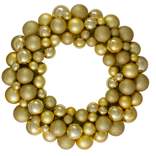 Northlight Vegas Gold 3-Finish Shatterproof Ball Christmas Wreath - 24-Inch, Unlit 3 Northlight Vegas Gold 3-Finish Shatterproof Ball Christmas Wreath - 24-Inch, Unlit