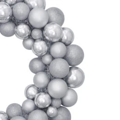 Northlight Silver Splendor 3-Finish Shatterproof Ball Christmas Wreath 24" - Unlit -Christmas Decor Sale northlight sm91057 3 updated 79707.1613017683