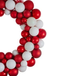 Northlight White And Red 3-Finish Shatterproof Ball Christmas Wreath - 24-Inch, Unlit -Christmas Decor Sale northlight sm91061 1 12010.1602681771
