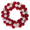 Northlight White And Red 3-Finish Shatterproof Ball Christmas Wreath - 24-Inch, Unlit -Christmas Decor Sale northlight sm91061 93580.1602681771