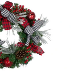 Northlight Plaid And Houndstooth And Red Berries Artificial Christmas Wreath - 24-Inch, Unlit -Christmas Decor Sale northlight sm91191 1 79639.1663860830