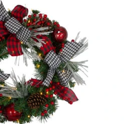 Northlight Pre-Lit Plaid And Houndstooth Artificial Christmas Wreath - 24" - Warm White Lights -Christmas Decor Sale northlight sm91194 1 10395.1665611044
