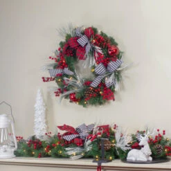 Northlight Pre-Lit Plaid And Houndstooth Artificial Christmas Wreath - 24" - Warm White Lights -Christmas Decor Sale northlight sm91194 5 65388.1727317585