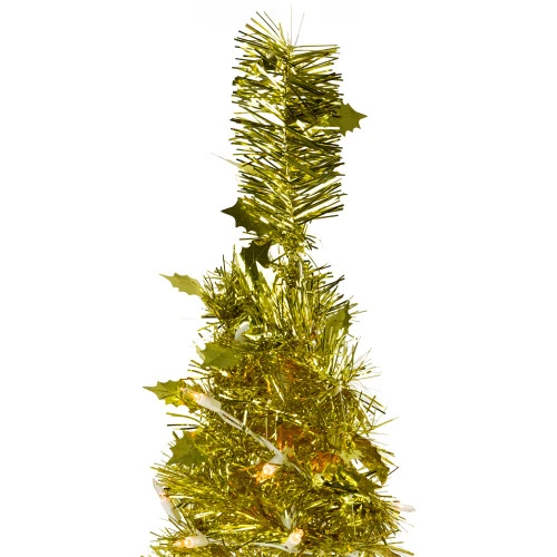Northlight 6' Pre-Lit Gold Tinsel Pop-Up Artificial Christmas Tree, Clear Lights 5 Northlight 6' Pre-Lit Gold Tinsel Pop-Up Artificial Christmas Tree, Clear Lights - Image 3