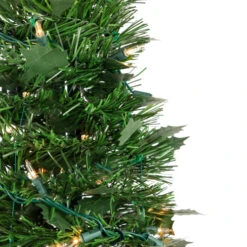 Northlight 6' Pre-Lit Green Holly Leaf Pop-Up Artificial Christmas Tree - Clear Lights -Christmas Decor Sale northlight sm92148 2 43807.1647998797