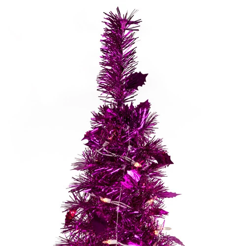 Northlight 6' Pre-Lit Pink Tinsel Pop-Up Artificial Christmas Tree, Clear Lights 7 Northlight 6' Pre-Lit Pink Tinsel Pop-Up Artificial Christmas Tree, Clear Lights - Image 5