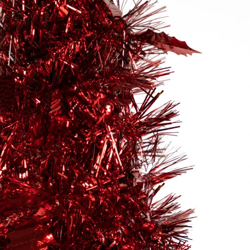 Northlight 4' Red Tinsel Pop-Up Artificial Christmas Tree, Unlit 5 Northlight 4' Red Tinsel Pop-Up Artificial Christmas Tree, Unlit - Image 3