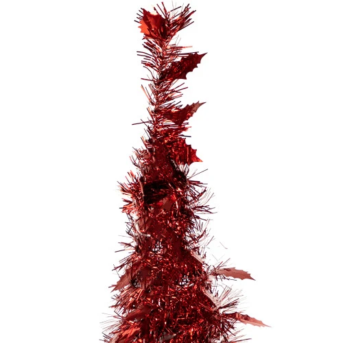 Northlight 4' Red Tinsel Pop-Up Artificial Christmas Tree, Unlit 6 Northlight 4' Red Tinsel Pop-Up Artificial Christmas Tree, Unlit - Image 4