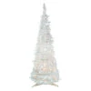 Northlight 6' Pre-Lit White Tinsel Pop-Up Artificial Christmas Tree, Clear Lights -Christmas Decor Sale northlight sm92159 1 77198.1638550337