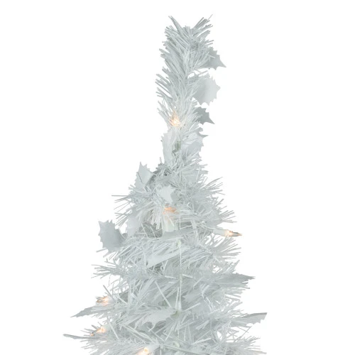 Northlight 6' Pre-Lit White Tinsel Pop-Up Artificial Christmas Tree, Clear Lights 5 Northlight 6' Pre-Lit White Tinsel Pop-Up Artificial Christmas Tree, Clear Lights - Image 3