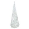 Northlight 6ft Lighted White Tinsel Pop-Up Artificial Christmas Tree, Blue Lights -Christmas Decor Sale northlight sm92170 1 56978.1664725166