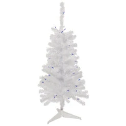 Northlight 3' Pre-Lit Woodbury White Pine Slim Artificial Christmas Tree, Blue Lights