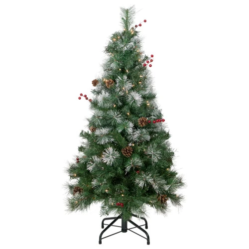 4' Pre-Lit Frosted Carolina Berry Spruce Artificial Christmas Tree, Clear Lights 3 4' Pre-Lit Frosted Carolina Berry Spruce Artificial Christmas Tree, Clear Lights
