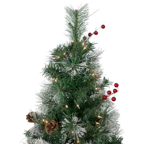 4' Pre-Lit Frosted Carolina Berry Spruce Artificial Christmas Tree, Clear Lights 7 4' Pre-Lit Frosted Carolina Berry Spruce Artificial Christmas Tree, Clear Lights - Image 5