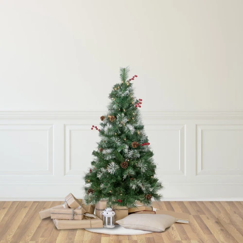4' Pre-Lit Frosted Carolina Berry Spruce Artificial Christmas Tree, Clear Lights 4 4' Pre-Lit Frosted Carolina Berry Spruce Artificial Christmas Tree, Clear Lights - Image 2