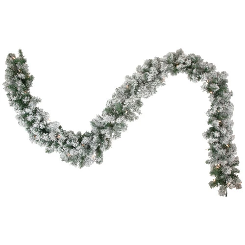 Northlight 9' X 10" Pre-lit Flocked Madison Pine Artificial Christmas Garland, Clear Lights 3 Northlight 9' X 10" Pre-lit Flocked Madison Pine Artificial Christmas Garland, Clear Lights
