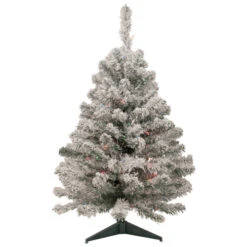 Northlight 3' Pre-Lit Medium Heavily Flocked Madison Pine Artificial Christmas Tree, Multi Lights
