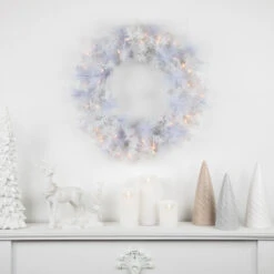 Northlight Pre-Lit Vermont White Pine Artificial Christmas Wreath, 24-Inch, Clear Lights -Christmas Decor Sale northlight sm92935 styled 26837.1671699961