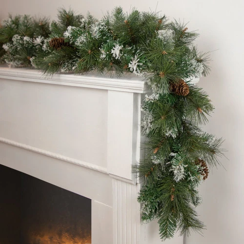 Northlight Real Touch™? Snow Valley Pine Artificial Christmas Garland - Unlit - 9' X 10" 4 Northlight Real Touch™? Snow Valley Pine Artificial Christmas Garland - Unlit - 9' X 10" - Image 2