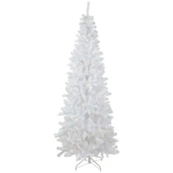 Northlight 7.5' Pre-Lit White Georgian Pine Pencil Artificial Christmas Tree, Warm White LED Lights